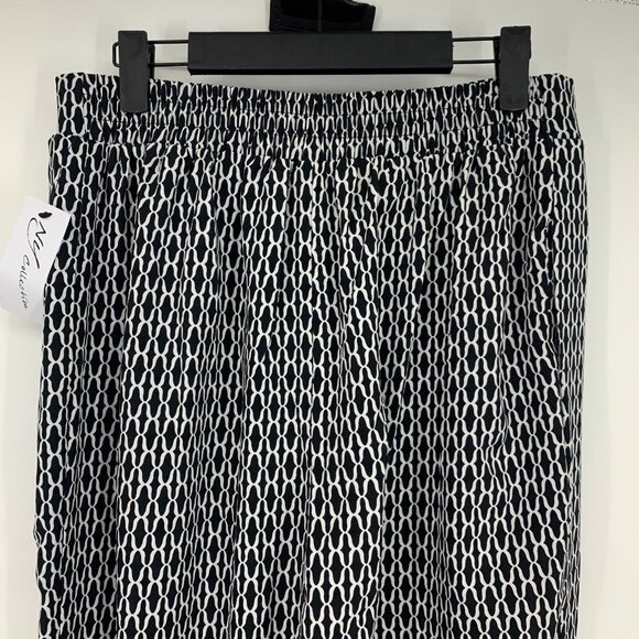 NY Collection Pants Black Geometric Printed Pull On Straight - Picture 6 of 8